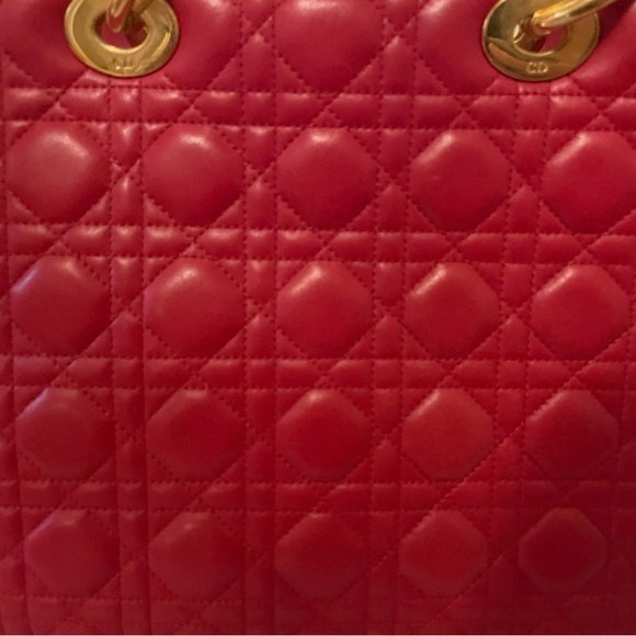 Pre loved Lady Dior Christian Dior Red lamb skin bag - Picture 15 of 15